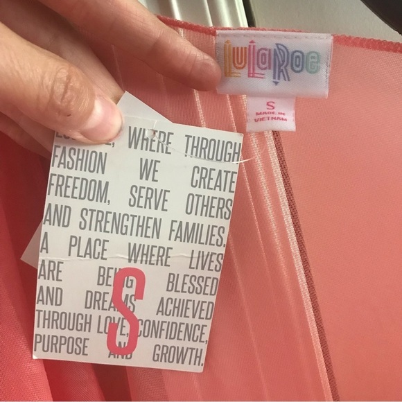 Lularoe Monroe Pink royal blue Fringed sheer patterned coral cover up new NWT - Picture 7 of 8